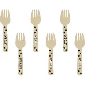 Amscan International Wooden Forks (Pack of 12) Cream/Black (One Size)