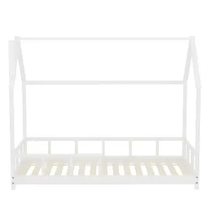 White Toddler Bed with House Frame Pine Wood