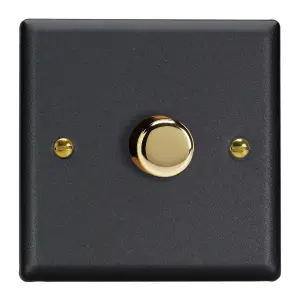 Varilight 1-Gang 2-Way V-Pro Push On/Off Rotary LED Dimmer 1 x 0-120W Vogue Matt Black