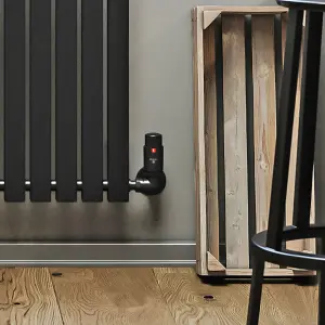 Terma Vision Heban black Left sided Corner Radiator valve & lockshield (Dia)15mm x ½"