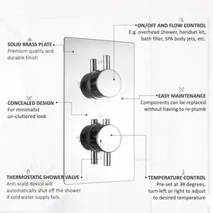 ENKI Venice Chrome Round Concealed Brass Thermostatic Shower Slider Rail Kit 8"