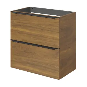 GoodHome Imandra Slimline Walnut effect Wall-mounted Bathroom Cabinet (H) 600mm (W) 600mm