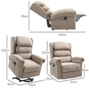 HOMCOM Power Lift Recliner Chair for Elderly with Remote Control, Khaki