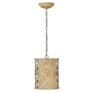 Elstead Carabel 1 Light Ceiling Mini Pendant Brushed Champagne, E27