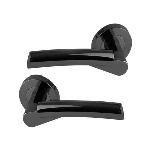 Intelligent Hardware - Internal Door Handle - Pair - Lever on Round Rose - Ruby - Matt Black