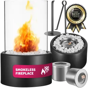 Bioethanol Tabletop Fireplace Damine - heat-resistant, 2 combustion chambers - black