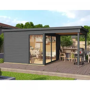 Lasita Domeo 2 Garden Office with Veranda - 5m x 3m - Modern Summer House Double Glazed