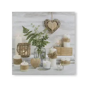 Harmony LED Lights Hearts and Candles Printed Canvas Wall Art