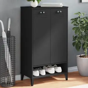 Shoe Cabinet VIKEN Black Solid Wood Pine