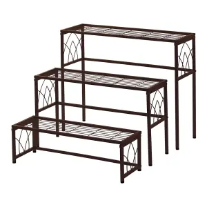 VegTrug Plant stand set- Nesting Plant Stand 3 Piece Set - Brown