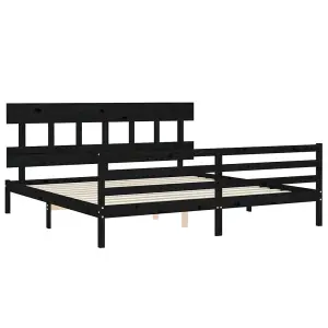 Berkfield Bed Frame with Headboard Black 200x200 cm Solid Wood