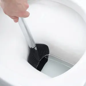 Bristle-Free Silicone Spatula Toilet Brush with Long Handle - Hygienic, Drip Free, Grooved Cleaning Tool - Measures 41cm