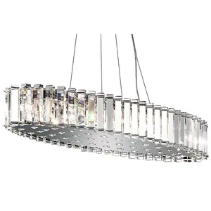 Elstead Crystal Skye 12 Light Island Bar Crystal Pendant, Chrome