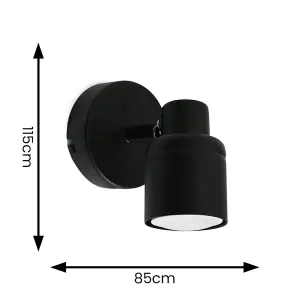 ValueLights Benton Black IP44 Wall Light with Cable Plug