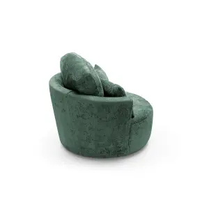 Harriet Crushed Chenille Swivel Chair in Rifle Green