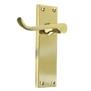 Door Handles Brass Lever Latch Victorian Scroll Interior 150 x 40mm