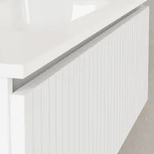 Banyetti Linea Matt White Ribbed Wall Hung Vanity Unit 1000mm x 390mm