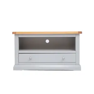 Loreo Light Grey 1 Drawer TV Cabinet Chrome Knob