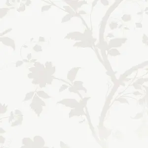 Laura Ashley Oriental Pearlescent white Garden Smooth Wallpaper