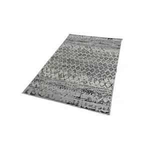 Vinci Cream & Brown Abstract Medium Rug, (L)170cm x (W)120cm