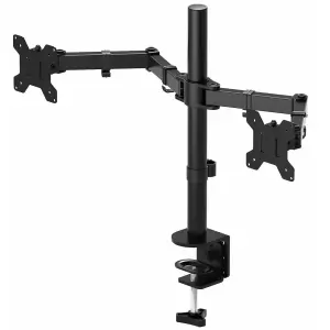 Double Twin Arm Desk Mount TV LCD Monitor Computer Screen Bracket Dual 13"-27"