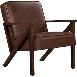 Yaheetech Dark Brown Extra-wide Faux Leather Armchair