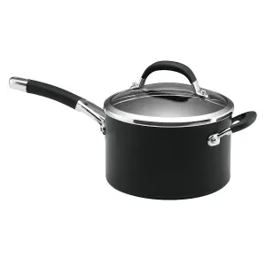 Circulon Premier Professional Black Round Hard Anodised Aluminium Non-Stick Cookware Saucepan 18cm, 2.8L