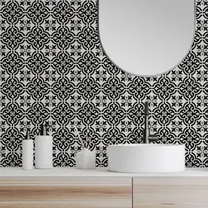 Wall Tile Motif 30.5x30.5cm Black 5 Tiles Per Pack