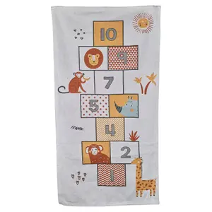 URBNLIVING 140cm Length Animal Hopscotch Rug Nursery Thick Soft Play Carpet Educational Fun Picnic Mat