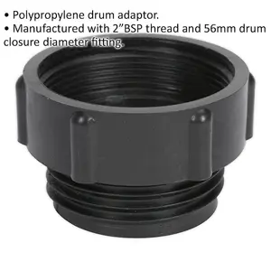 56mm Trisure Drum Adaptor - 2" BSP Thread - Allows Fitting of Tap to Drum