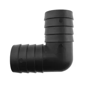 25mm (1") elbow connector for use with corrugated flexible garden pond/fishpond hose,complete with2 x  double wire hose clips