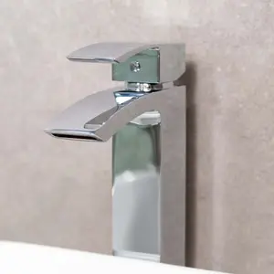 Stark Polished Chrome Deck-mounted Tall Basin Mono Mixer Tap