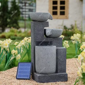 Outdoor Solar Power Garden Water Feature with LED Lights 72cm