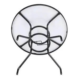 80cm Dia Round Outdoor Garden Coffee Table with Wood Texture and 5.1cm Dia Parasol Hole