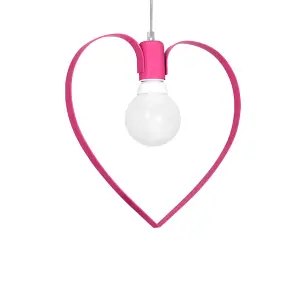 Milagro Amore Hot Pink Ceiling Lamp 3XE27 Hand Made Triple Pendant With The Heart Shape Enveloping The Light Source