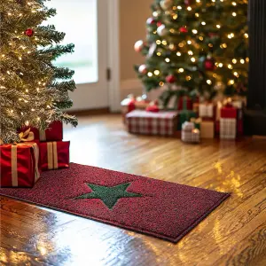 Christmas Star PVC Spaghetti Doormat 90cm x 60cm