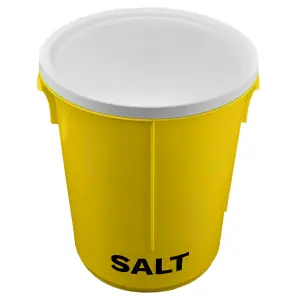 25L Yellow Grit Salt Bin 43cm with Lid for De-Icing Salt or Grit for Driveway, Path and Patio