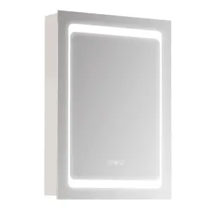 kleankin LED Lighted Bathroom Mirror Cabinet W/ LED Lights Shelves Wall-mounted