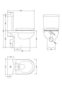 Vito Bathroom Round Ceramic Bundle with Toilet Pan, Cistern, Seat, 550mm 1 Tap Hole Basin and Full Pedestal - Balterley