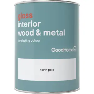 GoodHome North pole Gloss Metal & wood paint, 750ml