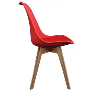 Soho Red Plastic Dining Chair with Squared Light Wood Legs