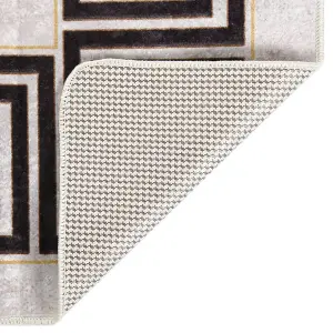 Rug Washable 80x300 cm Light Beige Anti Slip