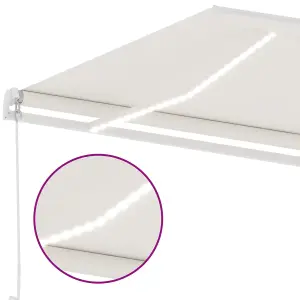 Berkfield Manual Retractable Awning with LED 500x350 cm Cream