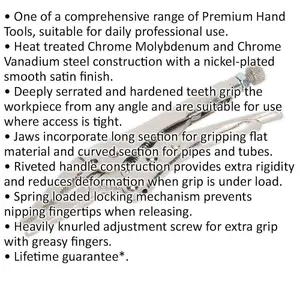 170mm Long Nose Locking Pliers - Deeply Serrated 50mm Jaws - Riveted Handle