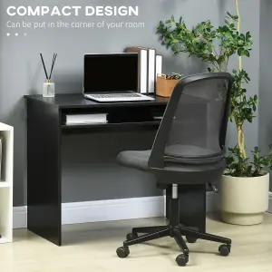 HOMCOM Computer Desk Writing Table Study Workstation Storage Black Wood Grain