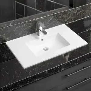 4001A Ceramic 90cm x 45cm Thin-Edge Inset Basin with Scooped Bowl