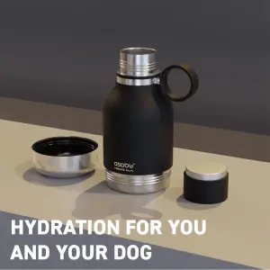 Tritan Water Bottle with Dog Bowl Black 975ml