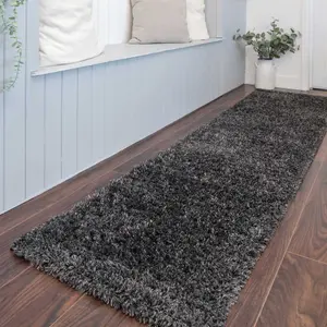 Super Soft Slate Grey Shaggy Area Rug 80x150cm