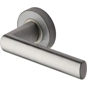 Sorrento Door Handle Lever Latch on Round Rose Milan Design (Set of 2) Satin Chrome