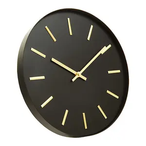 Interiors By Premier Black And Gold Wall Clock, Stylish Clock For Livingroom Wall, Functional Kitchen Clock, Versatile Big Clock